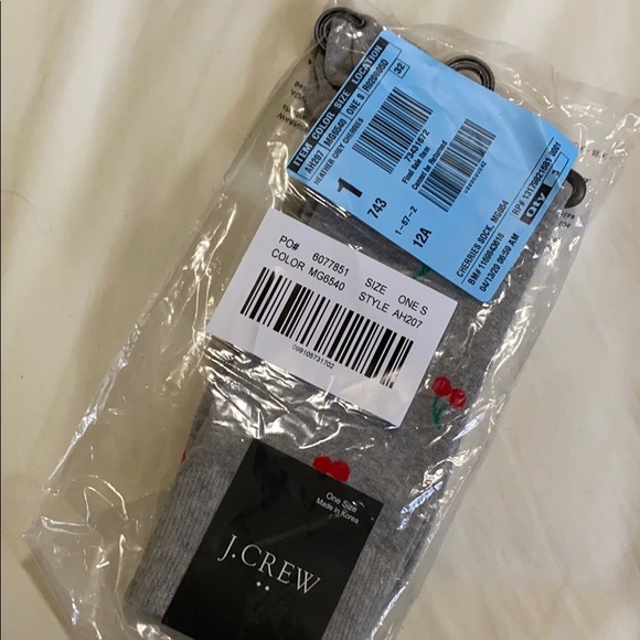 NWT J.Crew Men’s Cherry Critter Trouser Socks AH207 Grey Red Fruit Fun Funky - Picture 3 of 4